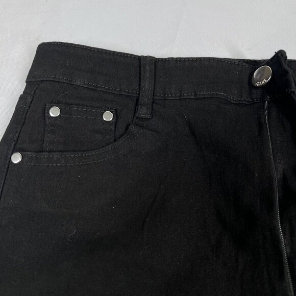 Denim Shorts Crotchless Zip Open Crotch Black Womens Small 5/6 - Picture 5 of 12